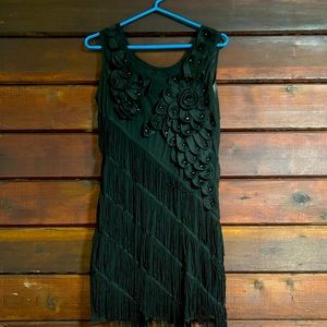 Black Flapper Costume Dress - M